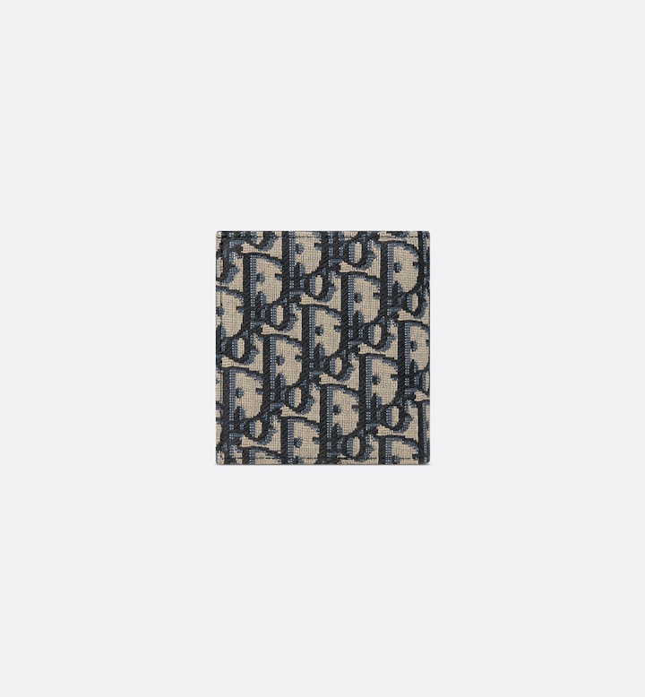 Vertical Bifold Wallet Beige and Black Oblique Jacquard