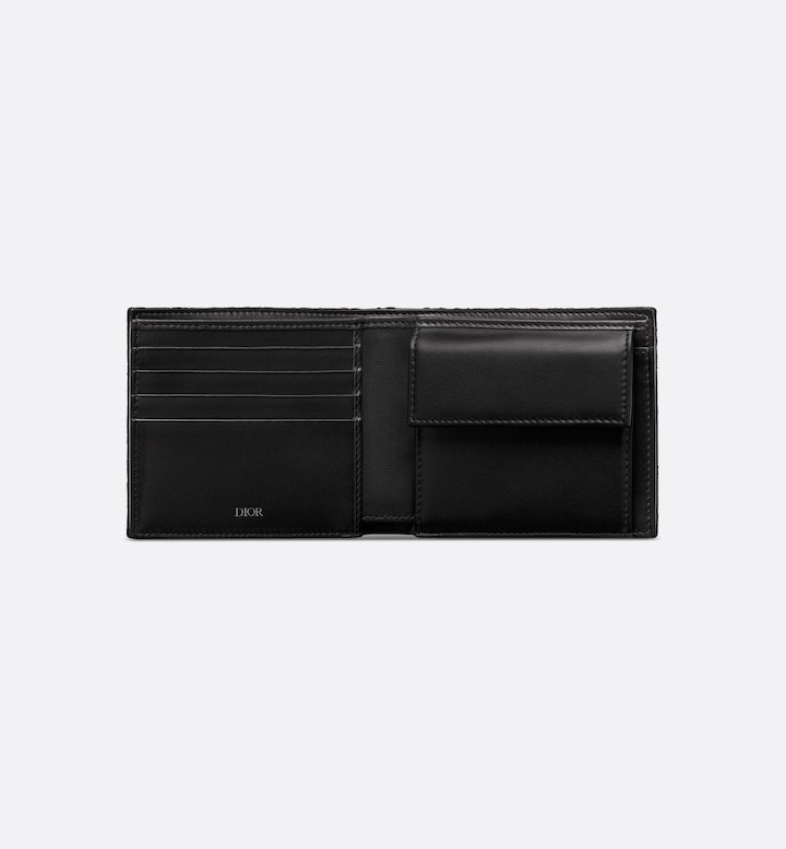 Compact Wallet Black Oblique Jacquard