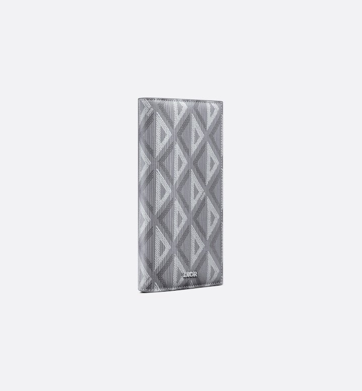 Vertical Bifold Wallet Gray CD Diamond Canvas
