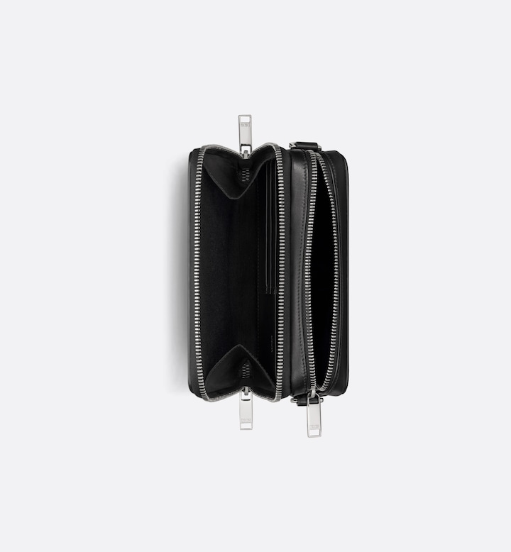 Zipped Pouch with Strap Black Oblique Galaxy Leather