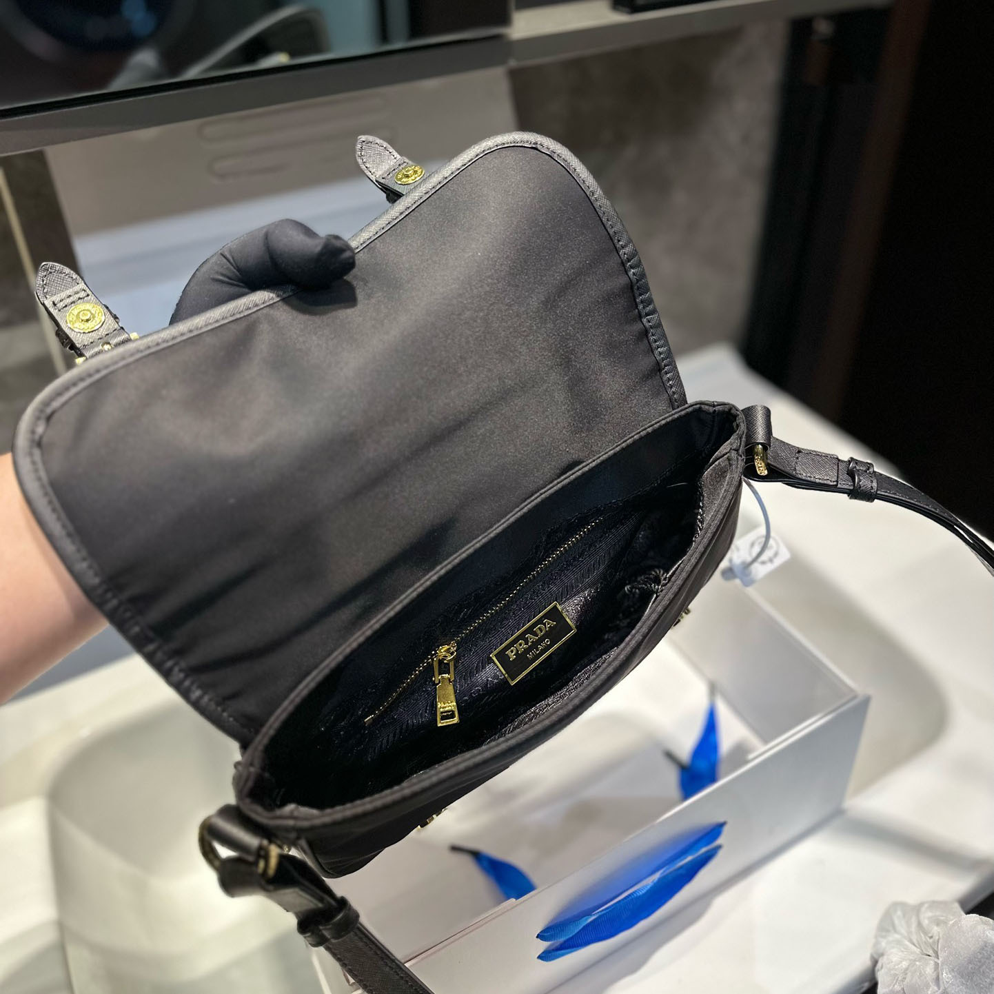 Saffiano Trimmed Tessuto Bandoliera Bag