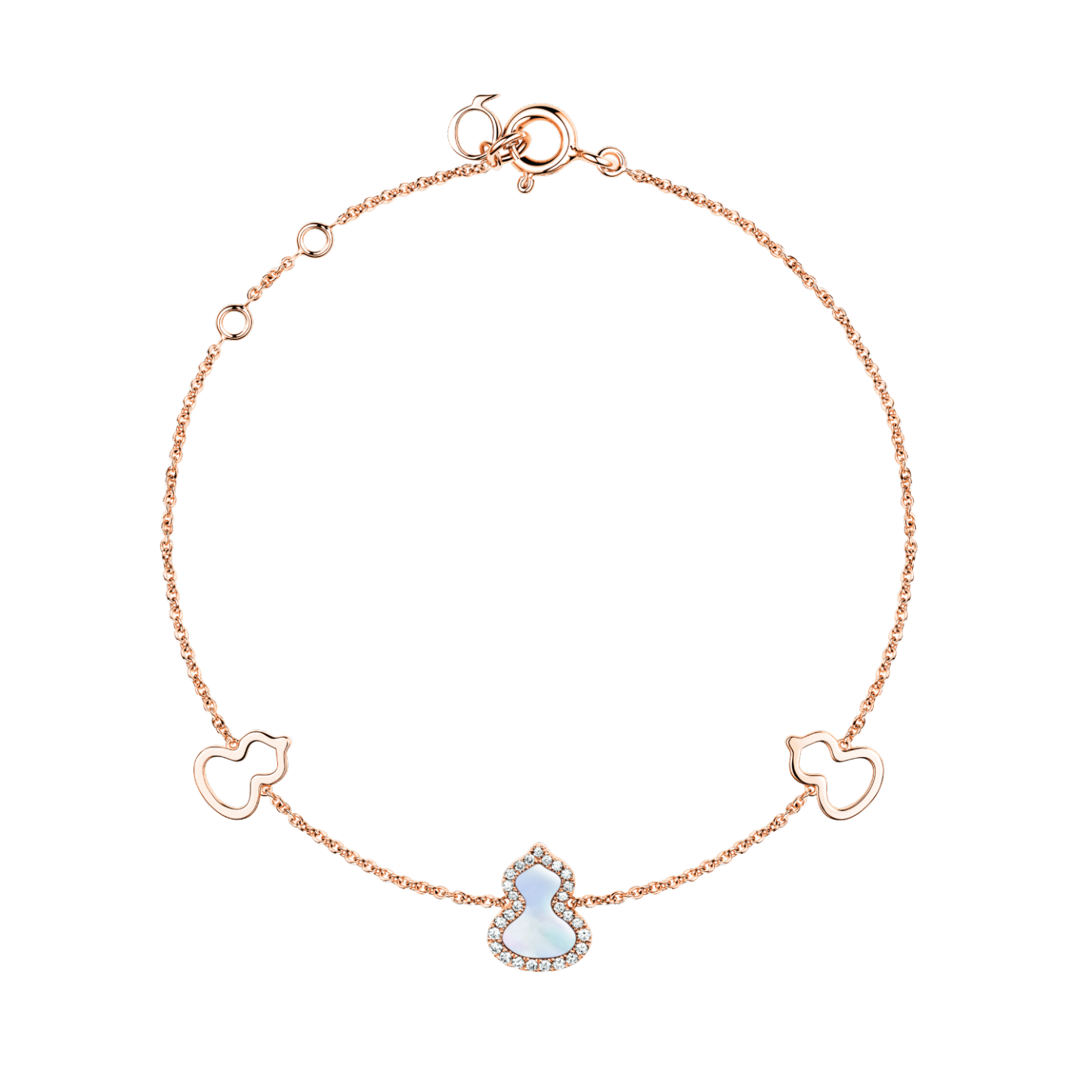 Petite Wulu bracelet in 18K rose gold with diamonds and mother of pearl