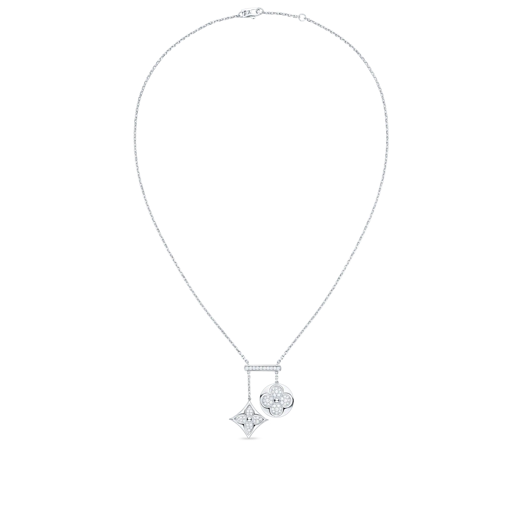 Color Blossom Neglige Necklace, White Gold And Diamonds