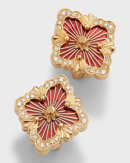 Opera Tulle 18K Gold Red Enamel Diamond Earrings