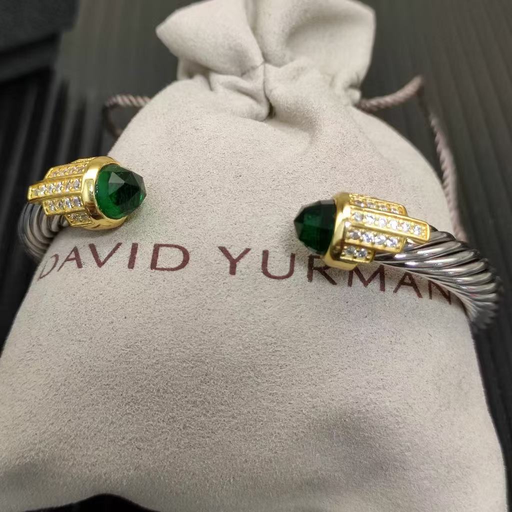 7mm Cable Bracelet with Peridot & Diamond Accents – Gold Cap