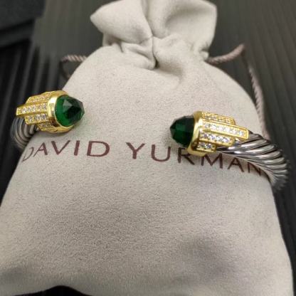 7mm Cable Bracelet with Peridot & Diamond Accents – Gold Cap