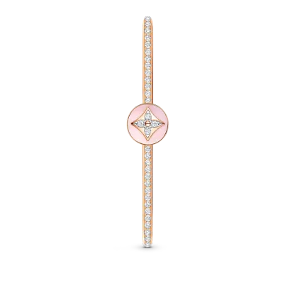B Blossom Open Bangle, Pink Gold, White Gold, Pink Opal And Diamonds