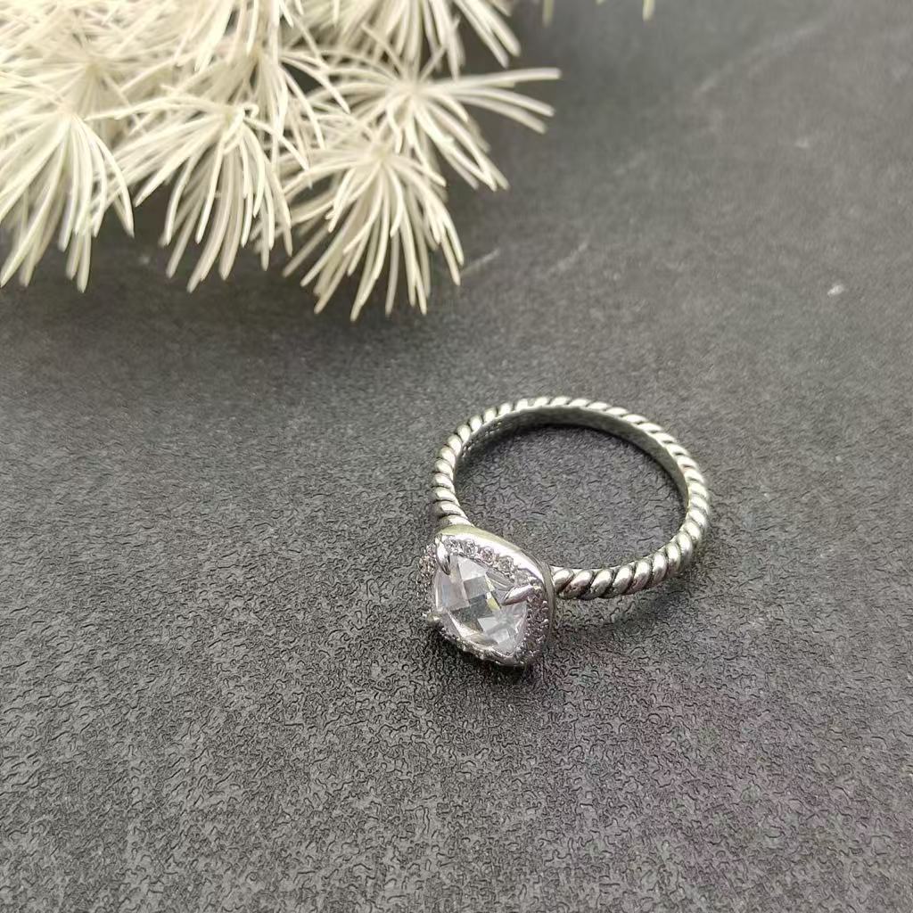 Petite Chatelaine® Pavé Bezel Ring Sterling Silver with White Topaz and Diamonds