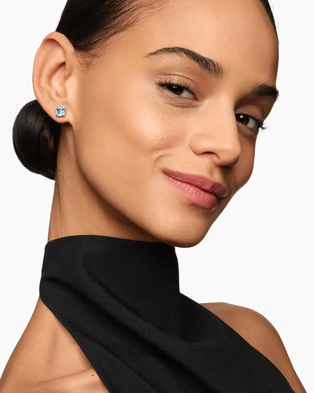 Petite Chatelaine® Stud Earrings Sterling Silver with Blue Topaz and Diamonds