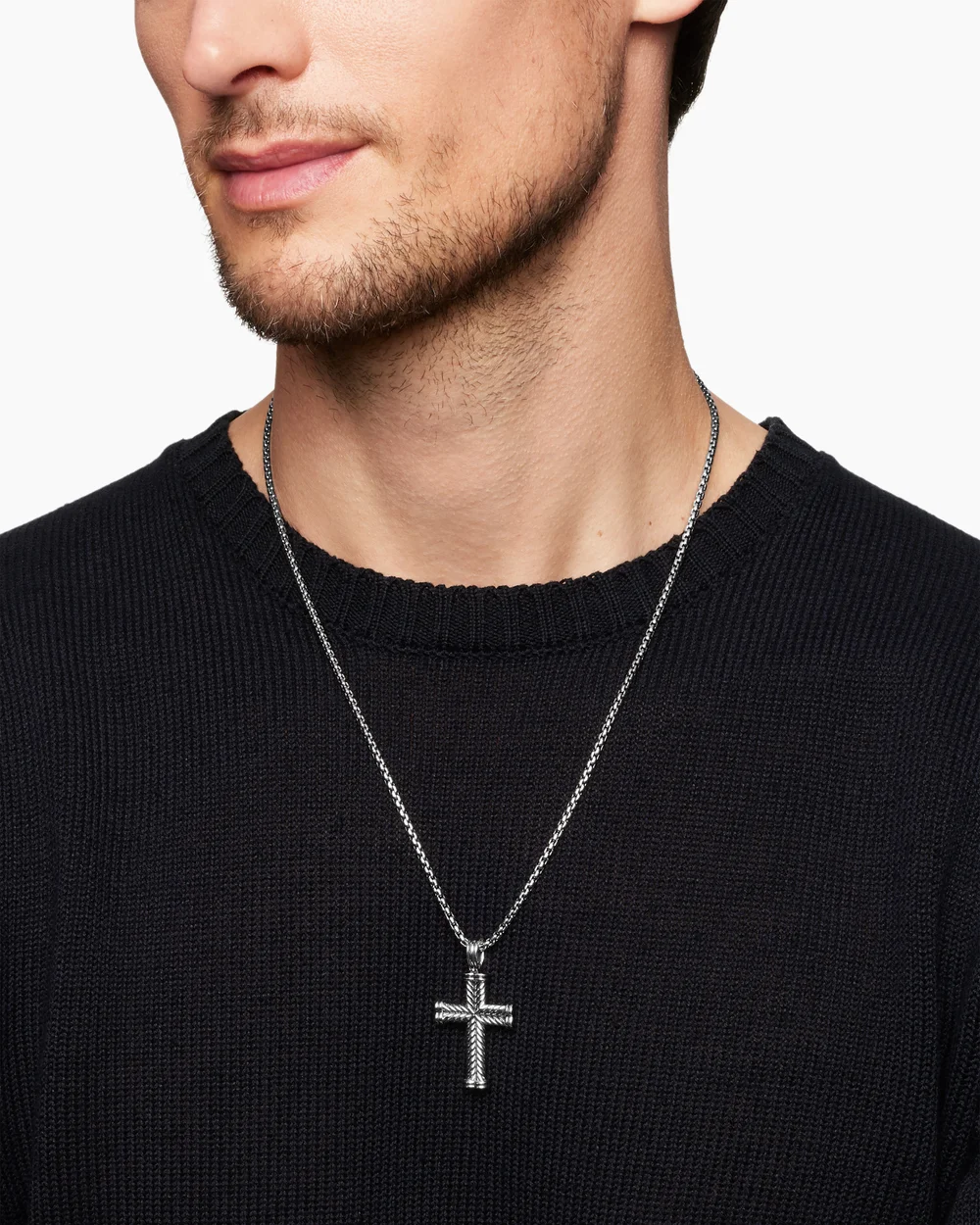 Chevron Cross Pendant Sterling Silver