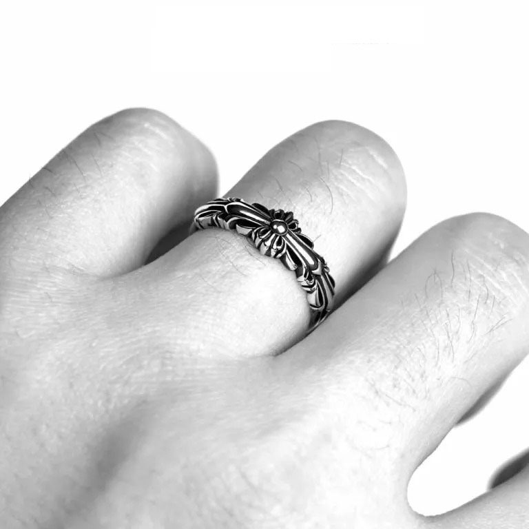 BABY DOUBLE FLORAL CROSS RING