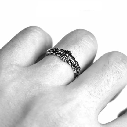 BABY DOUBLE FLORAL CROSS RING