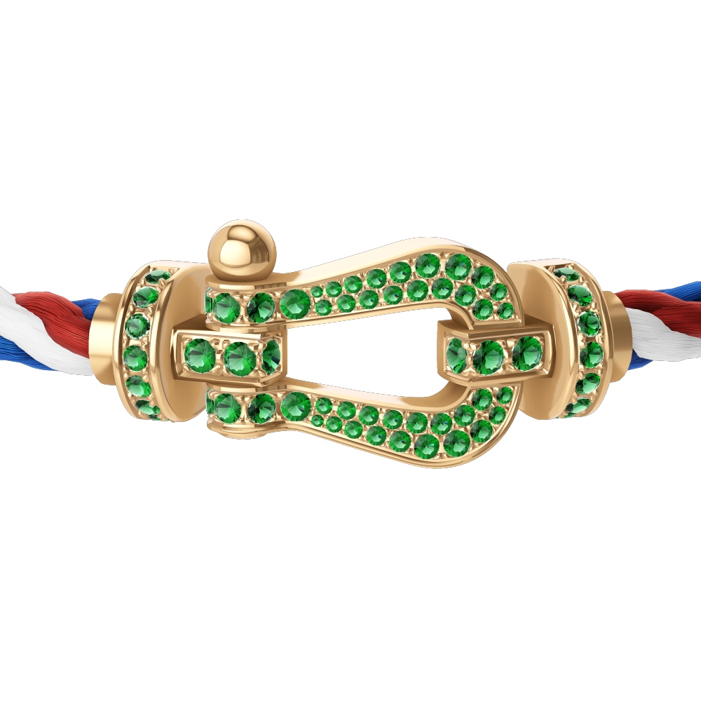 FORCE 10 BRACELET 18K YELLOW GOLD AND EMERALDS LARGE MODEL