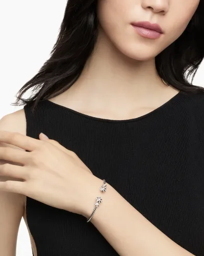 Starburst Cable Bracelet Sterling Silver with Diamonds, 4mm