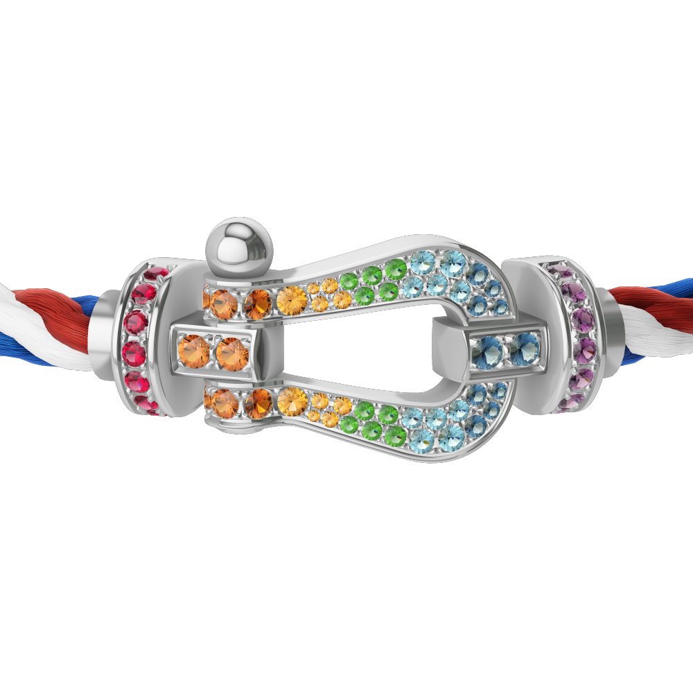 FORCE 10 BRACELET 18K WHITE GOLD AND COLORED STONES LARGE MODEL