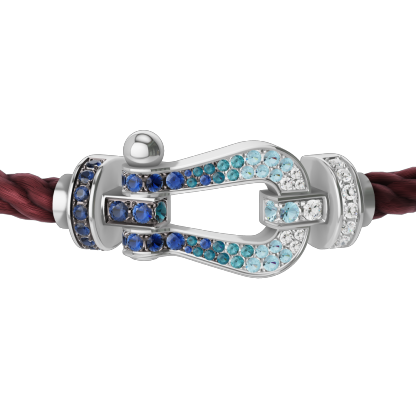 FORCE 10 BRACELET LARGE MODEL 18K WHITE GOLD DIAMOND PAVED AND COLORED STONES