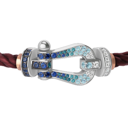 FORCE 10 BRACELET LARGE MODEL 18K WHITE GOLD DIAMOND PAVED AND COLORED STONES