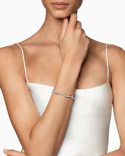 Zig Zag Stax™ Cuff Bracelet Sterling Silver with Diamonds, 5mm