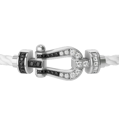 FORCE 10 BRACELET 18K WHITE GOLD AND BLACK AND WHITE DIAMONDS MEDIUM MODEL