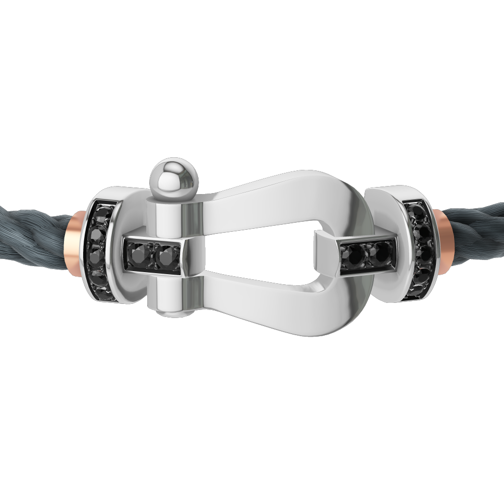 FORCE 10 BRACELET 18K WHITE GOLD AND BLACK DIAMONDS LARGE MODEL