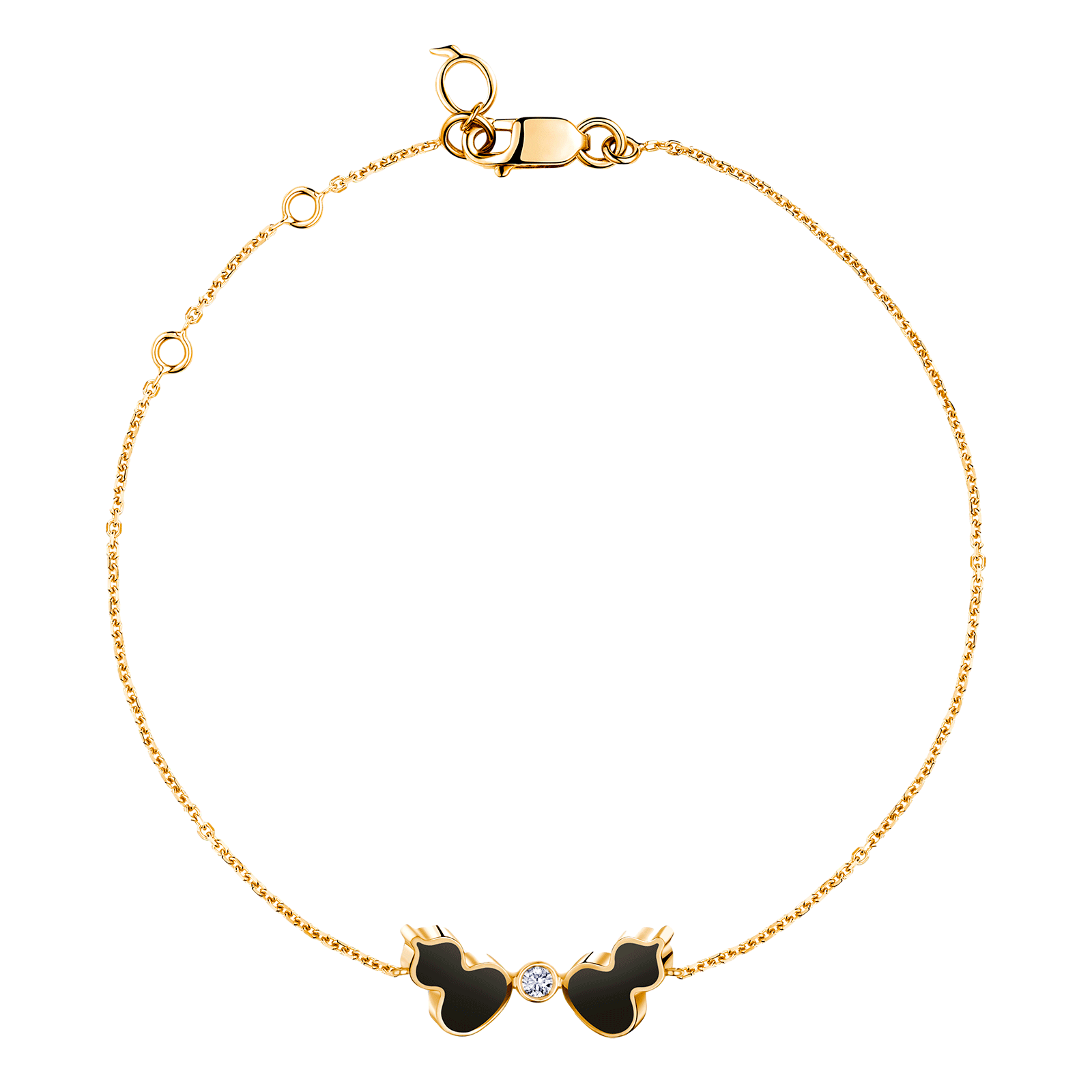 Wulu bracelet in 18K yellow gold with diamond and black HyCeram®