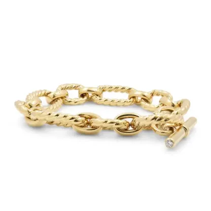 Dathtvid Yurthtman Yellow Gold and Diamond Cushion Link Bracelet