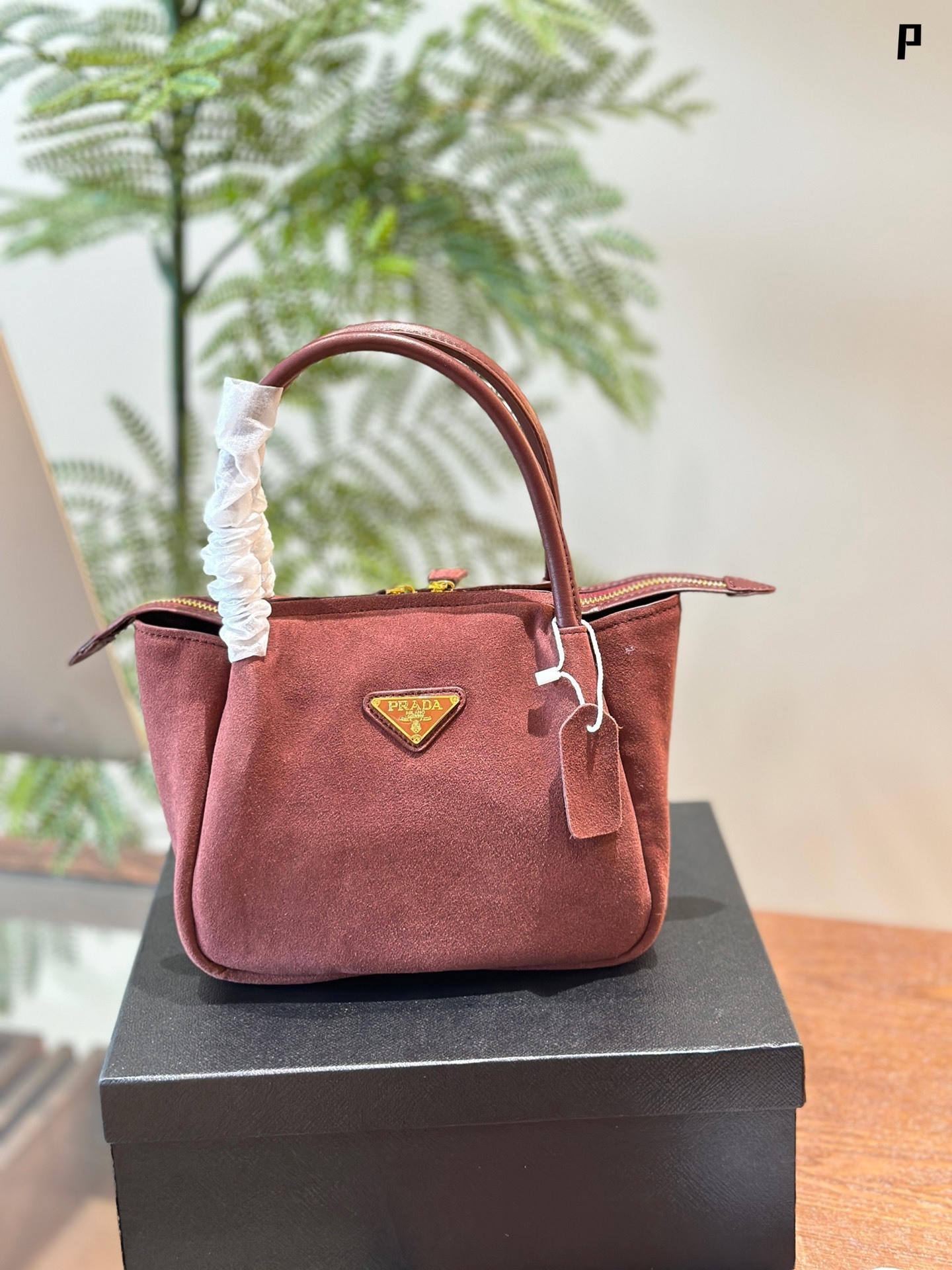 Medium suede shoulder bag