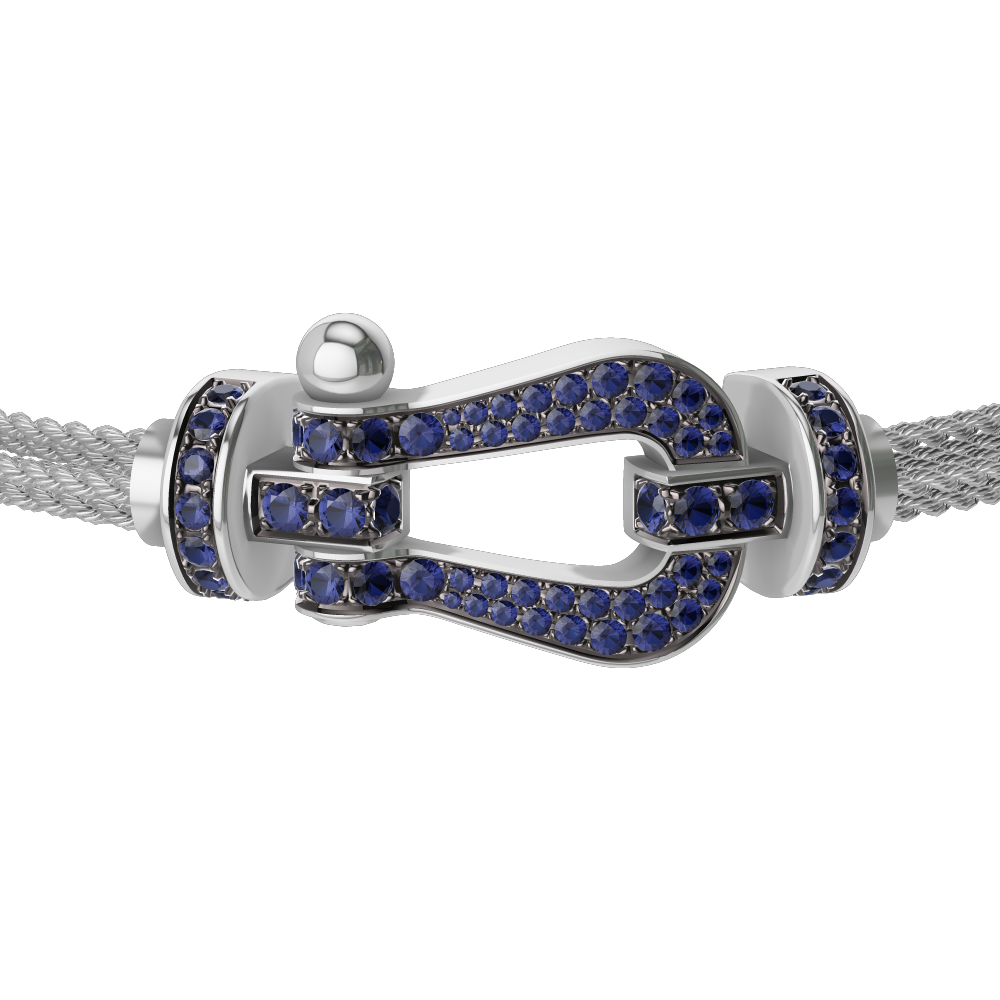 FORCE 10 BRACELET 18K WHITE GOLD AND BLUE SAPPHIRES LARGE MODEL