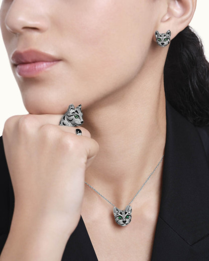 Fuzzy, the Leopard Cat stud earrings