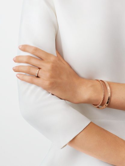 Toujours Signature Etoiles wedding band, 3 mm 18K rose gold, Diamond