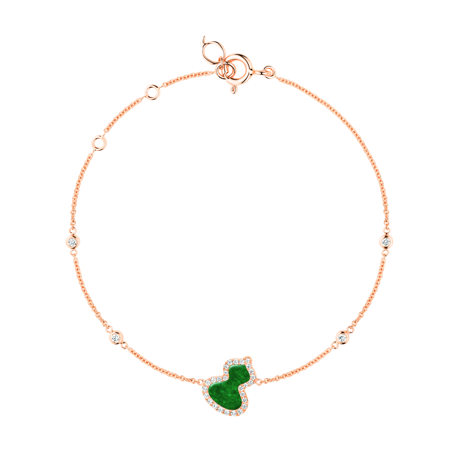 Petite Wulu bracelet in 18K rose gold with diamonds and jade
