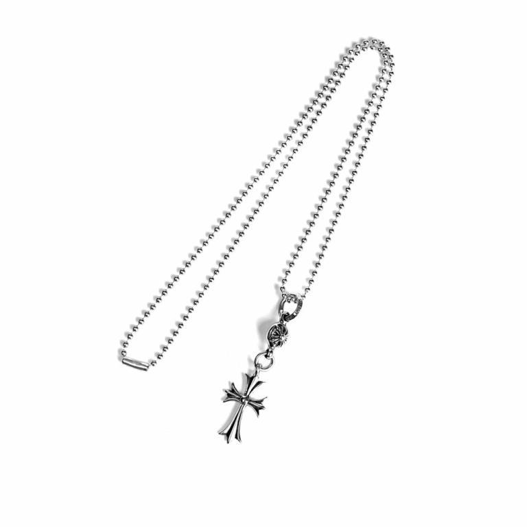TINY CH CROSS WITH ONE SILVER BALL CHARM