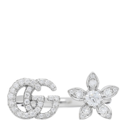 18K White Gold Diamond Flora Open Ring