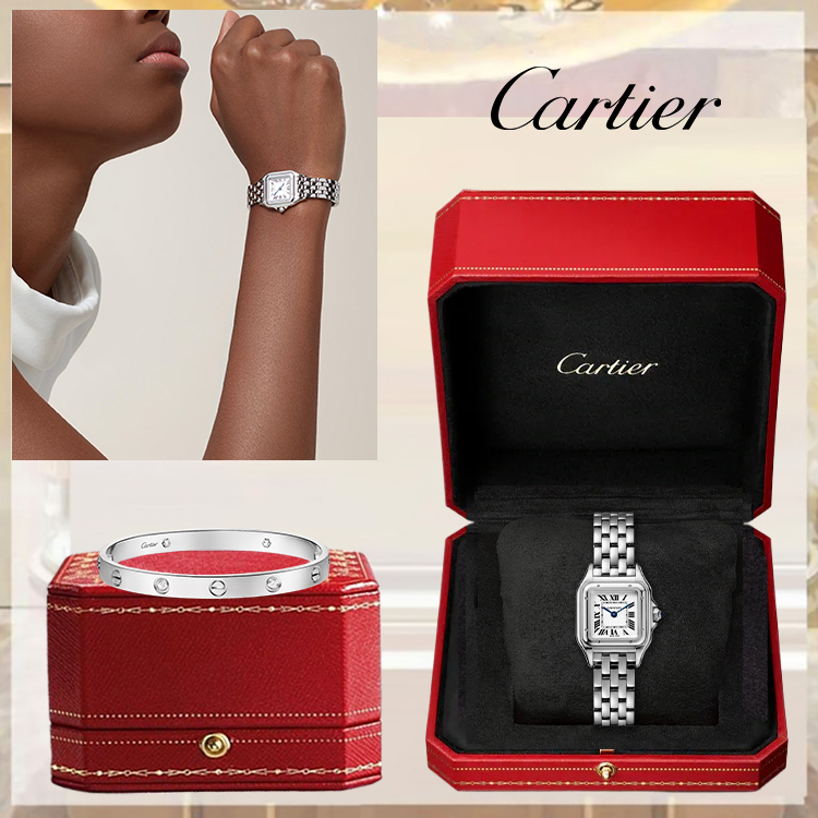 PANTHERE DE CARthtTIER WATCH SMALL MODEL & LOVE BRACELET CLASSIC MODEL, 4 DIAMONDS