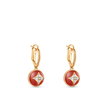 B Blossom Earrings, Yellow Gold, White Gold, Cornelian And Diamonds