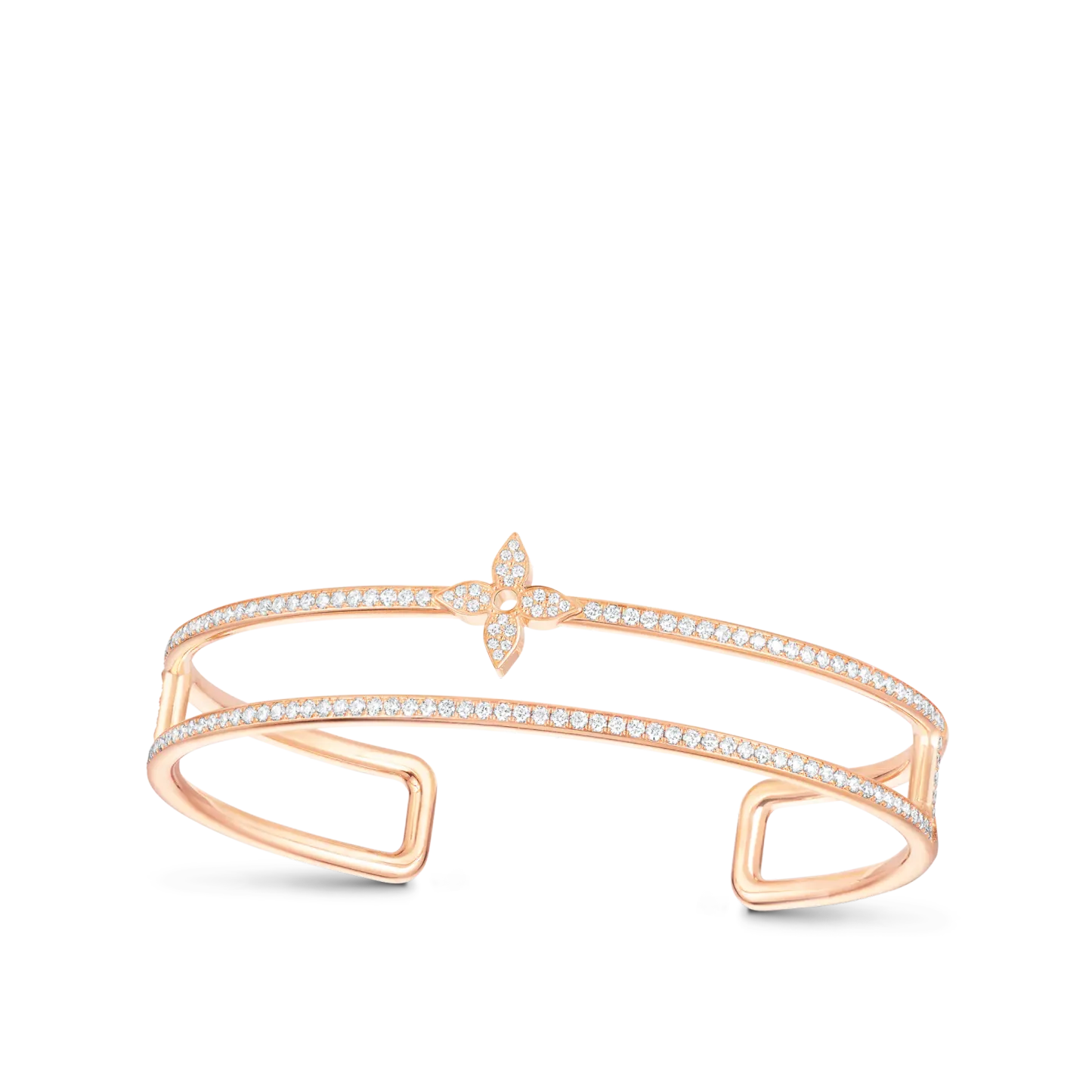 Idylle Blossom Two-Row Bracelet, Pink Gold And Diamonds