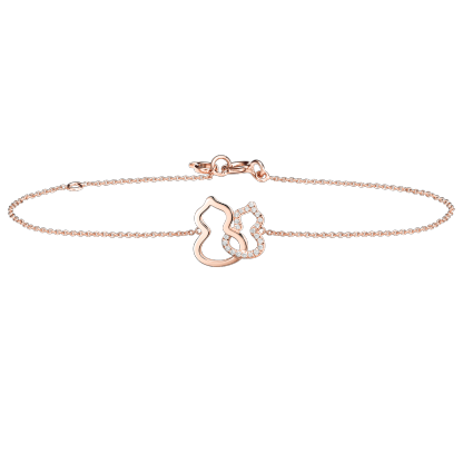 Petite Double Wulu bracelet in 18K rose gold with diamonds