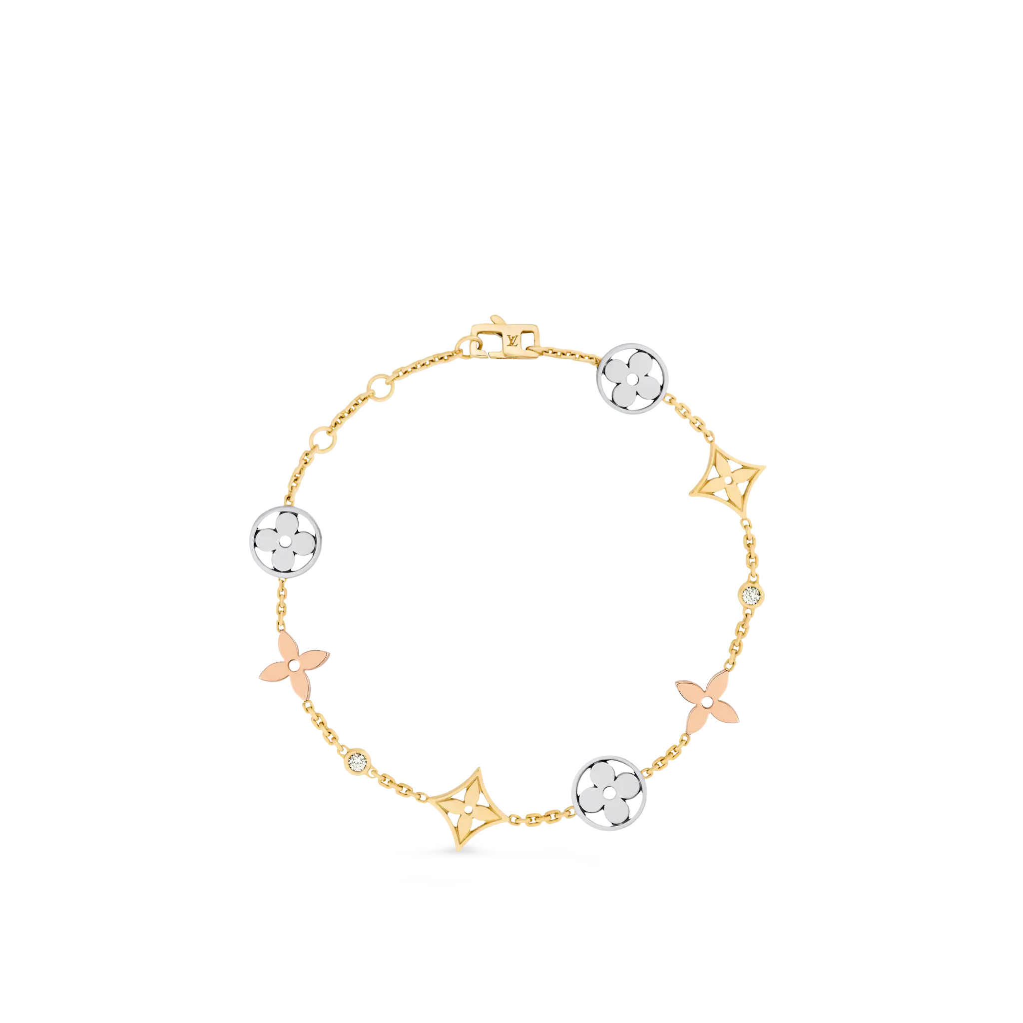 Idylle Blossom bracelet, 3 golds and diamonds