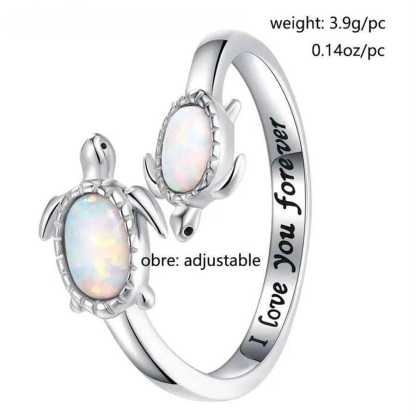 1pc Mother And Child Turtle Ring, Adjustable Sea Turtle Ring