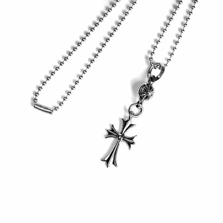 TINY CH CROSS WITH ONE SILVER BALL CHARM