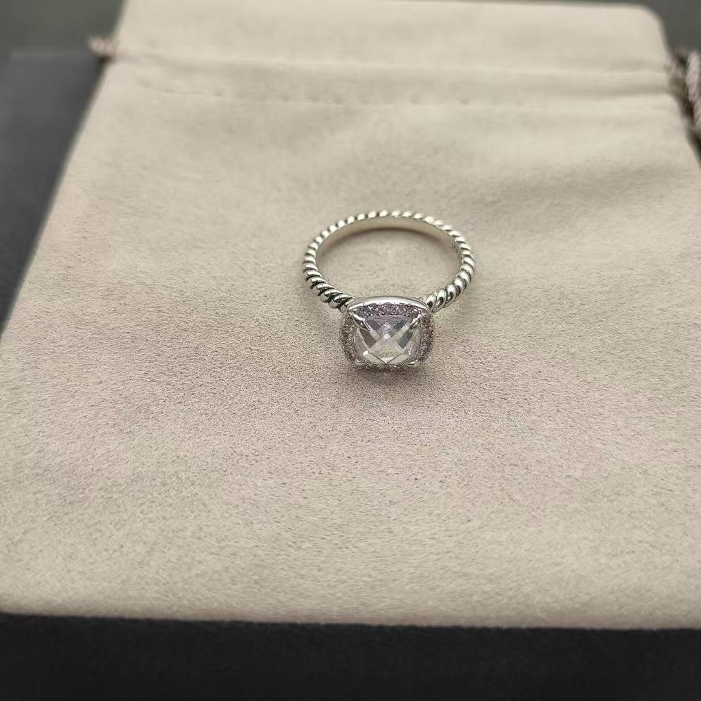 Petite Chatelaine® Pavé Bezel Ring Sterling Silver with White Topaz and Diamonds