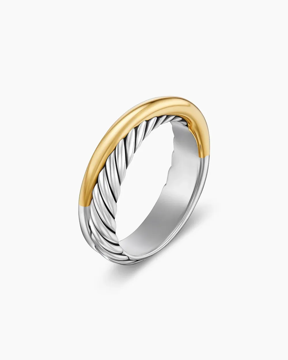 Crossover Band Ring Sterling Silver with 18K Yellow Gold