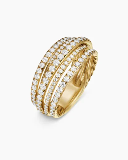 Pavé Crossover Ring 18K Yellow Gold with Diamonds