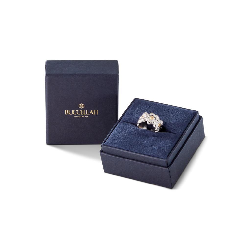 BLOSSOMS SILVER AND VERMEIL ETERNELLE RING WITH FANCY BROWN DIAMONDS