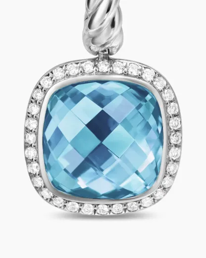 Albion® Drop Earrings Sterling Silver with Blue Topaz and Diamonds