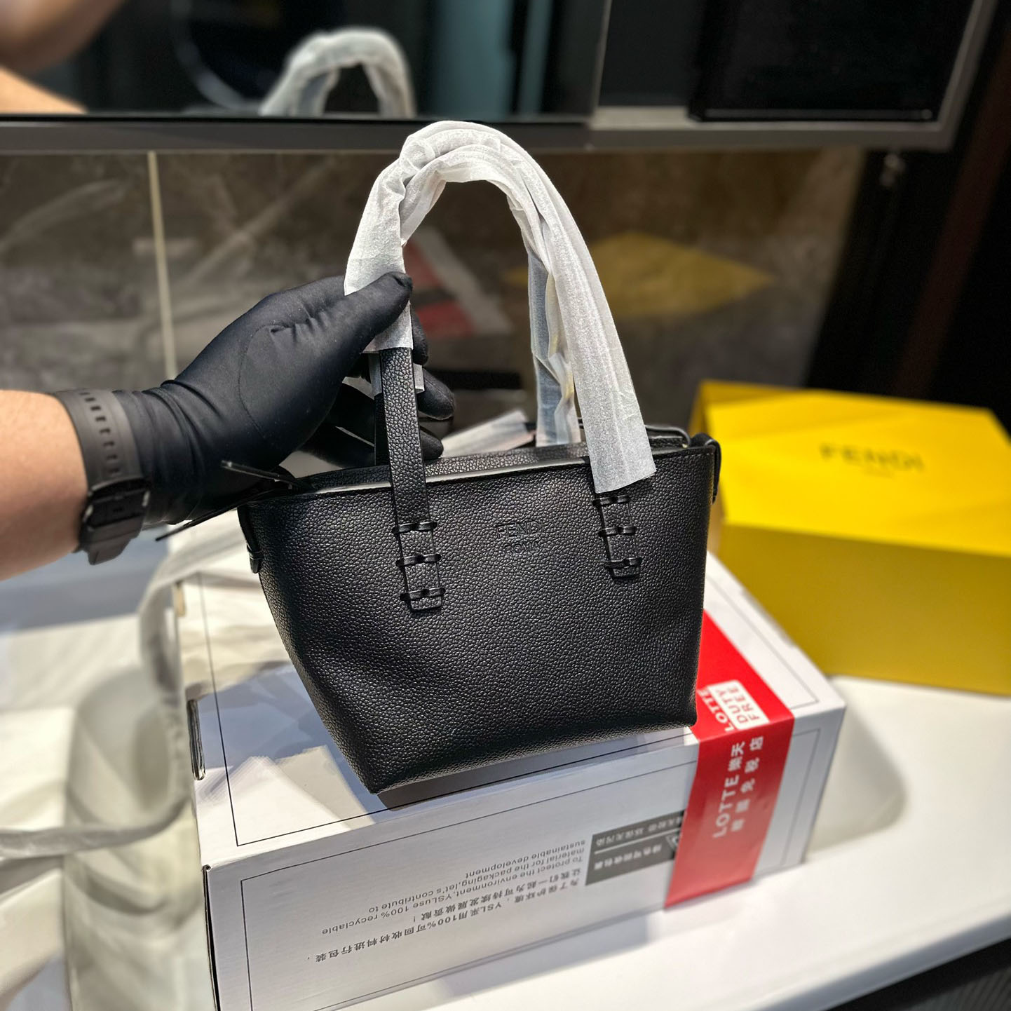 Dove-Coloured Leather Roll Mini Bag