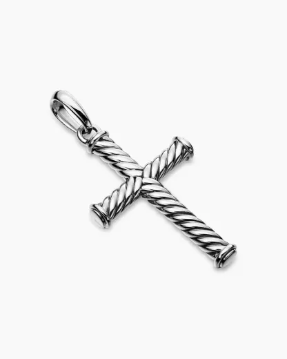 Cable Cross Pendant Sterling Silver