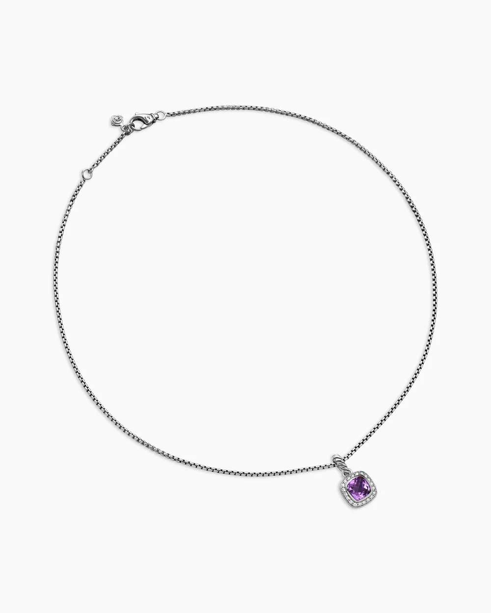 Petite Albion® Pendant Necklace Sterling Silver with Amethyst and Diamonds