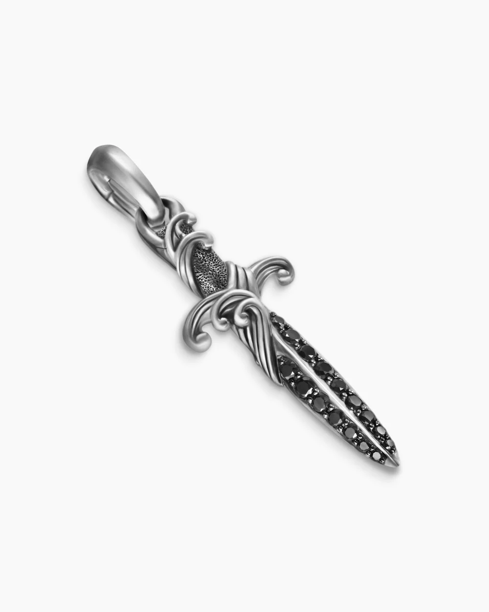 Waves Dagger Amulet Sterling Silver with Black Diamonds