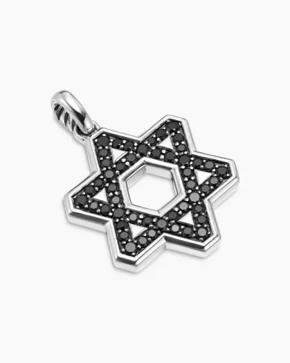 Pavé Star of David Pendant Sterling Silver with Black Diamonds